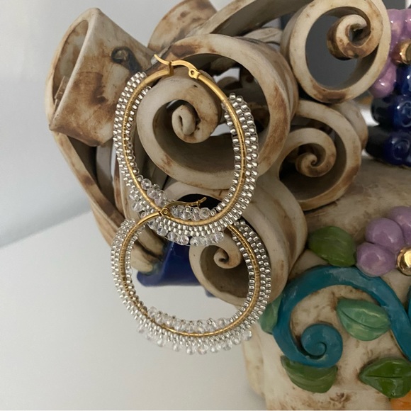 Hoop earrings Gold/Transparent colour - Picture 4 of 5